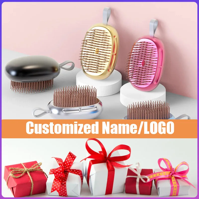 Personalized Wet & Dry Detangling Massage Hair Brush Custom Name Hairbrush Bridesmaid Birthday Gift for Girl Mother Friend