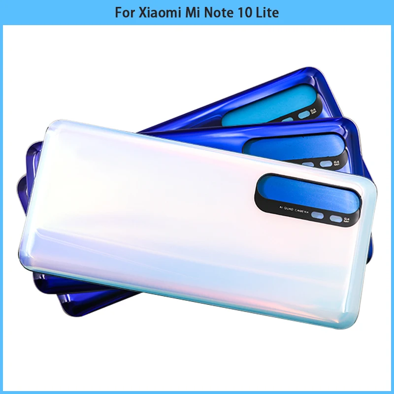 For Xiaomi Note 10 lite battery Back Cover 3D Glass Panel Rear Door Housing Case Adhesive