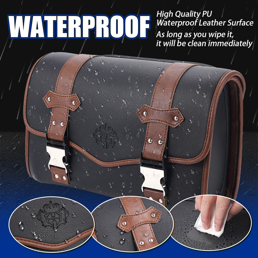 

General Motorcycle Side Bag, PU Leather Retro Luggage Bag, Tool Bag, Saddle Bag, Large Capacity Motorcycle Bag