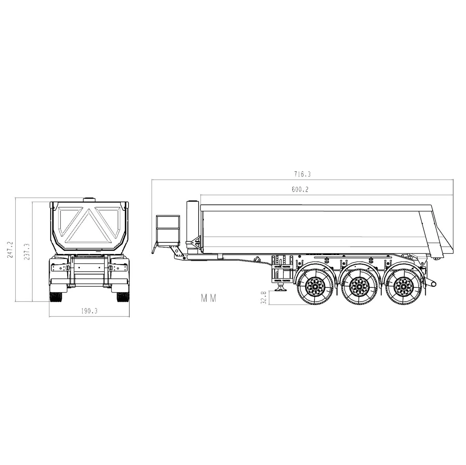 1/14 RC hydrauliczna do metalu przyczepa 3 osie do zdalnie sterowanych ciągników ciężarowych samochodziki DIY Model niemalowana zabawka TH23181