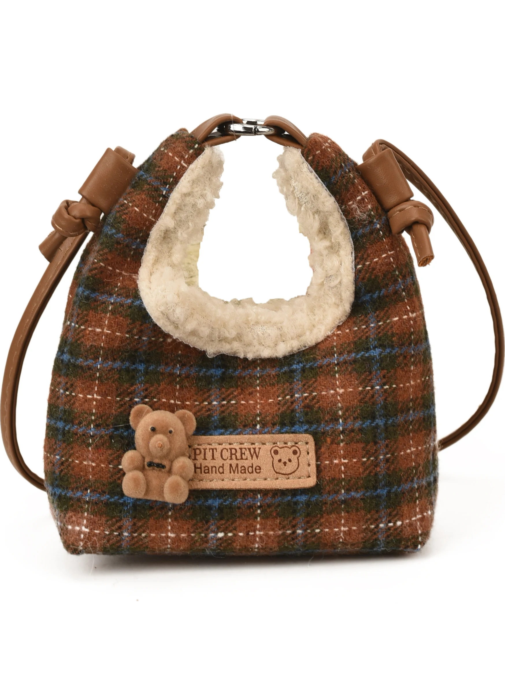 

Винтажная плюшевая сумка-кроссбоди в форме пельменя с мягким сетчатым дизайном, в американском ретро-стиле, с магнитной застежкой