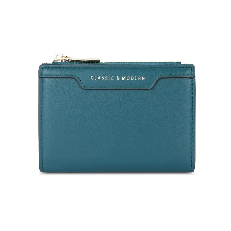 Fashion Fold Wallet for Women Solid Zipper PU Leather Luxury Designer Female Handbags Messenger Small Card Holder Coin Purse