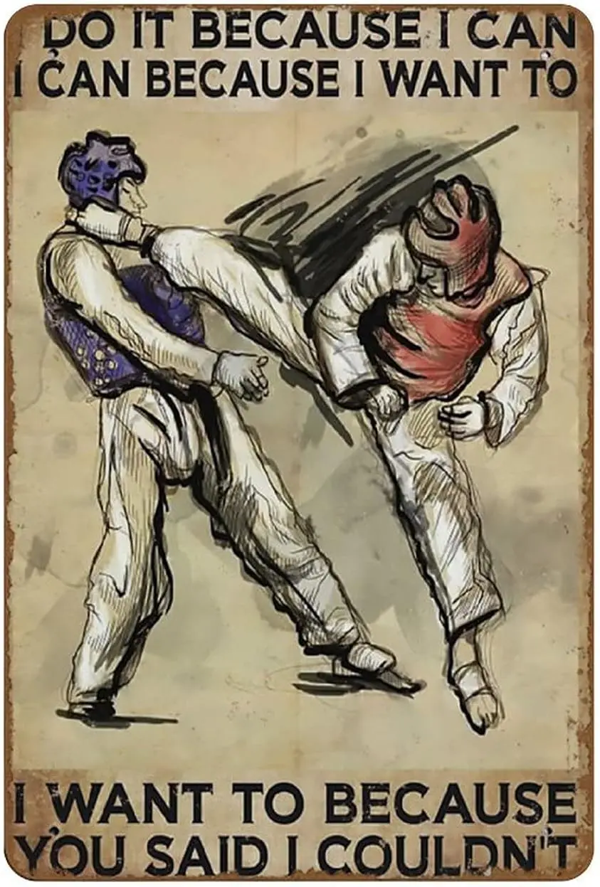 Taekwondo I Do It Because I Can Vertical Taekwondo Wall Decor Vintage Poster Novelty Busted Knuckle Garage Welding Shop Ret sign