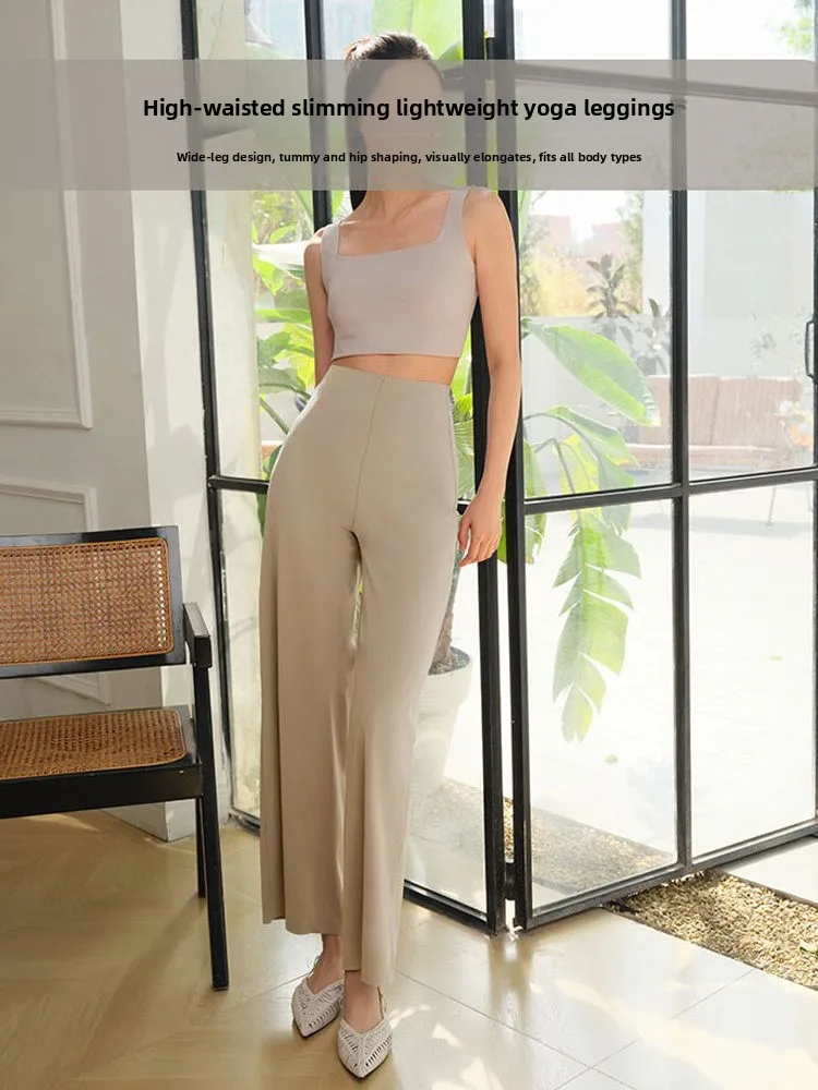 

High Waist Wide Leg Pants Casual Thin Yoga Pants Women's Summer Lightweight Trousers Comfortable Stretchy Straight Leg Trousers