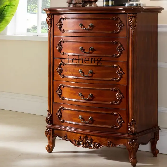 Zws. Solid wood six-chest cabinet European retro locker Multi-drawer storage big bucket cabinet