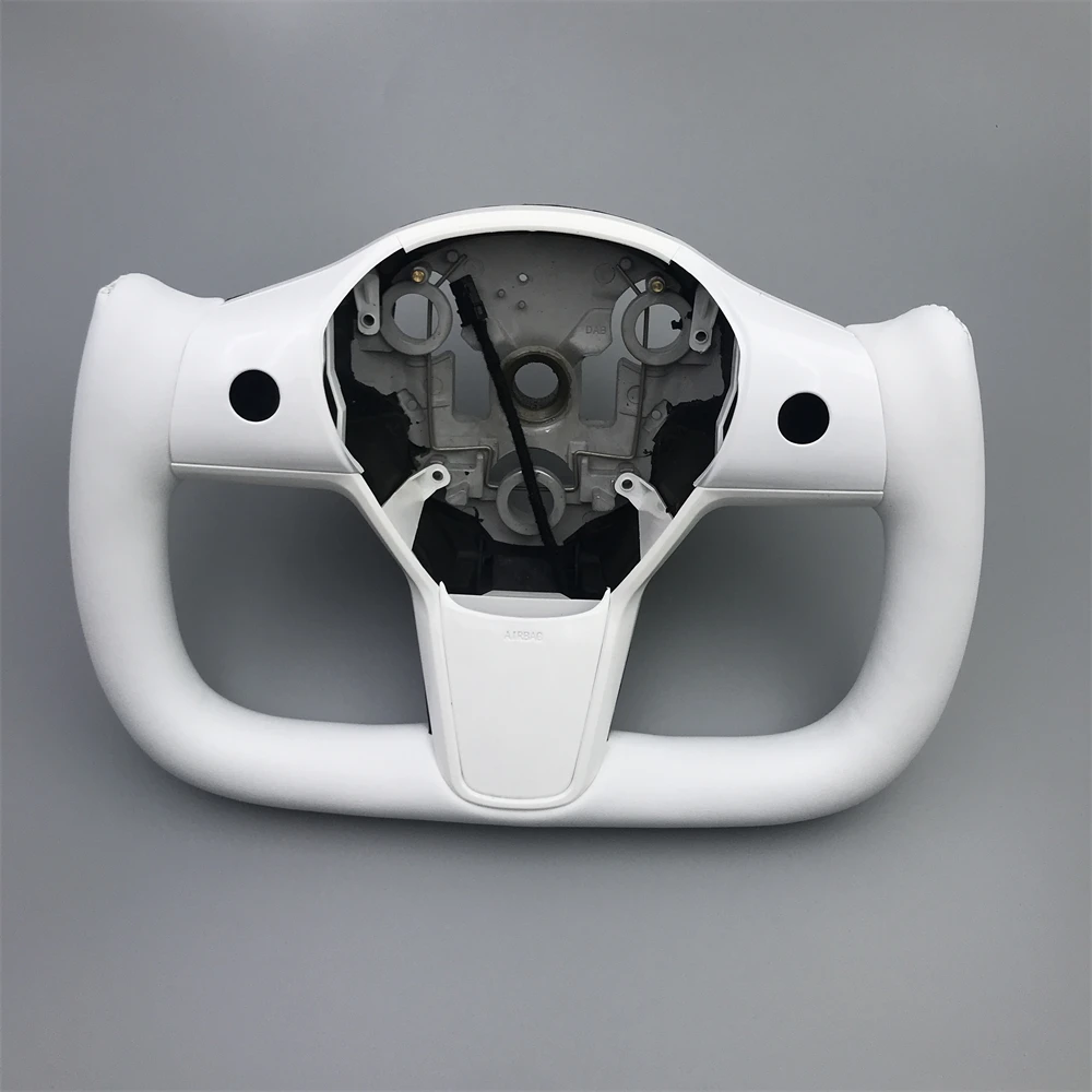 Yoke Steering Wheel For Tesla Model 3/Y 350mm Heating Optional White Handle NAPP Leather Steering Wheel Accessories Model Y2023