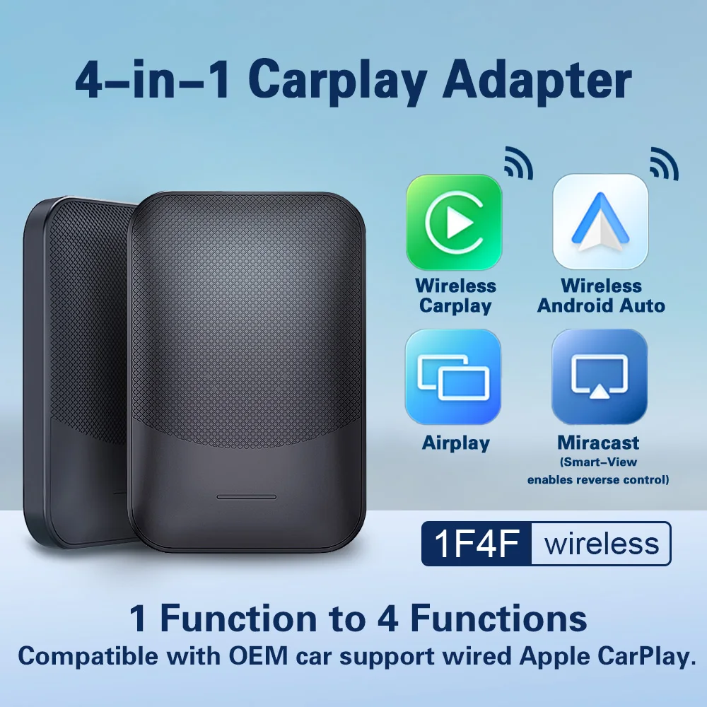 MEW 4in1 Wireless CarPlay USB Adapter Plug & Play Support Wireless CarPlay Android Auto AirPlay Mirror Link Factory Car Upgrade