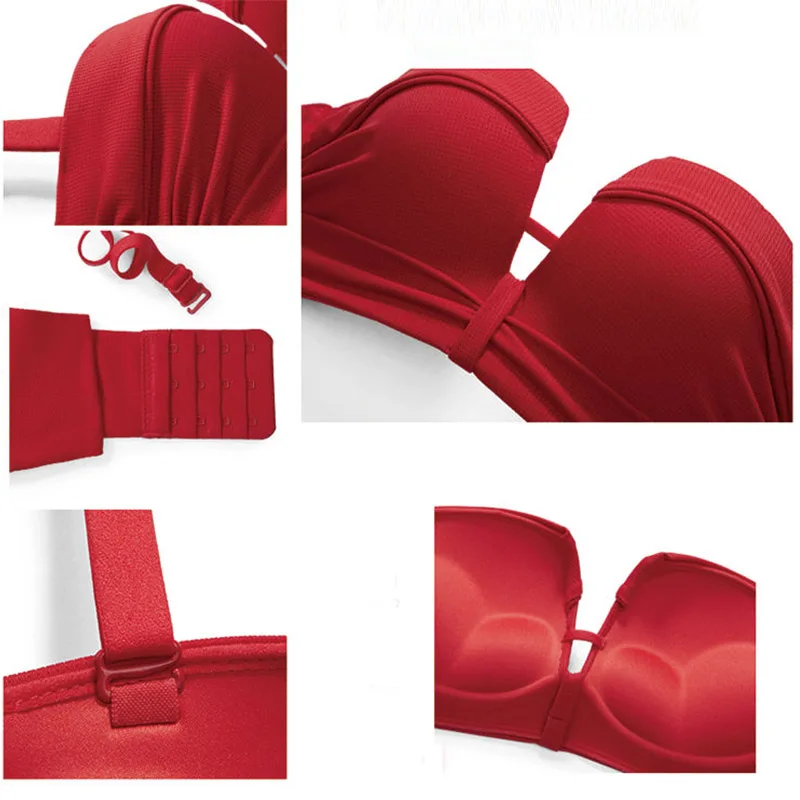 Women\'s Bra Small Chest Comfort Push Up Brasieres No Steel Ring Underwear Sexy Backless Bras Red Black Bralette  best bra stanik