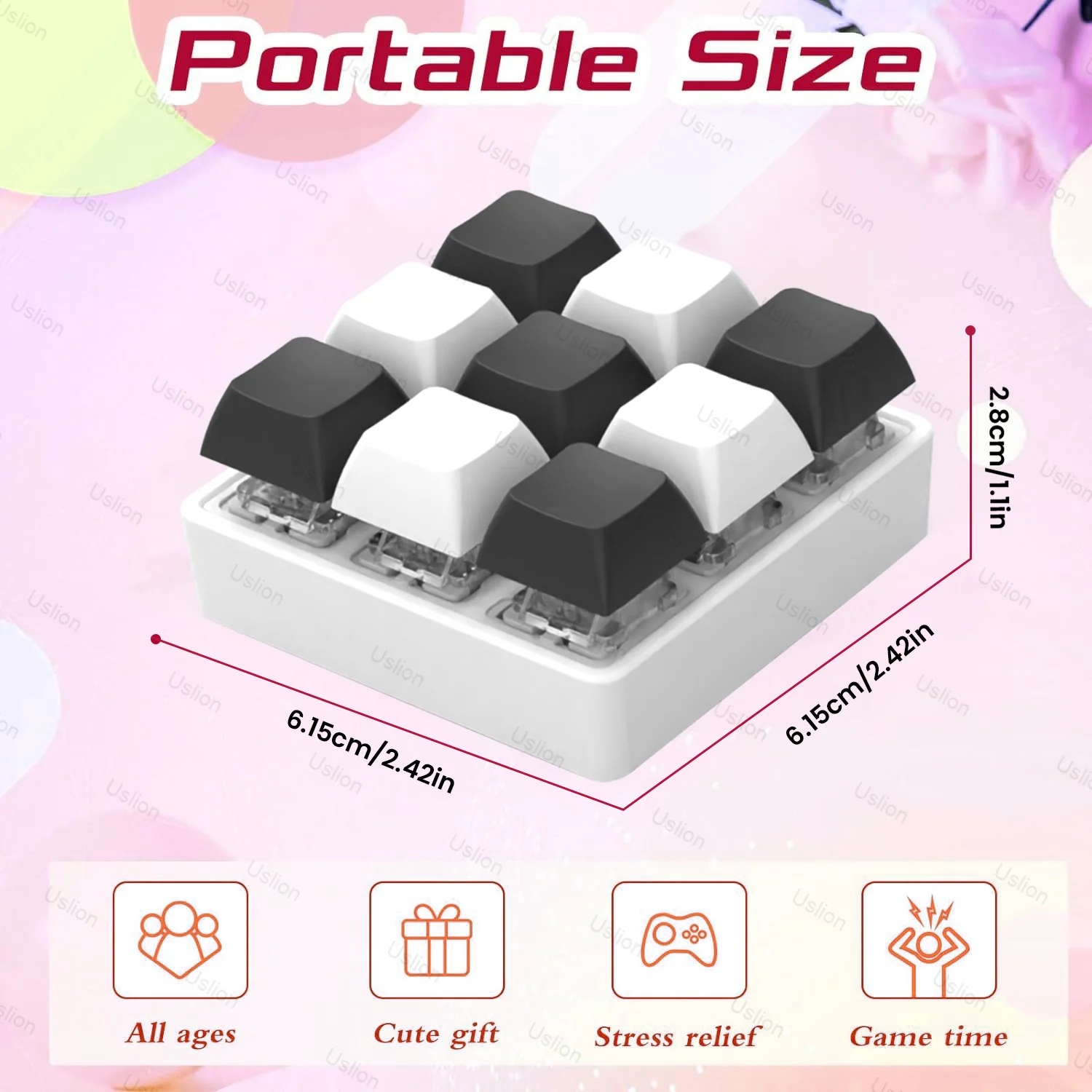 4/9 Keys Square-Shaped Keyboard Keycaps Point Keycap Fidget Toy Party Stress Relief DIY Keycaps Toy Keyboard Caps Button Fidget