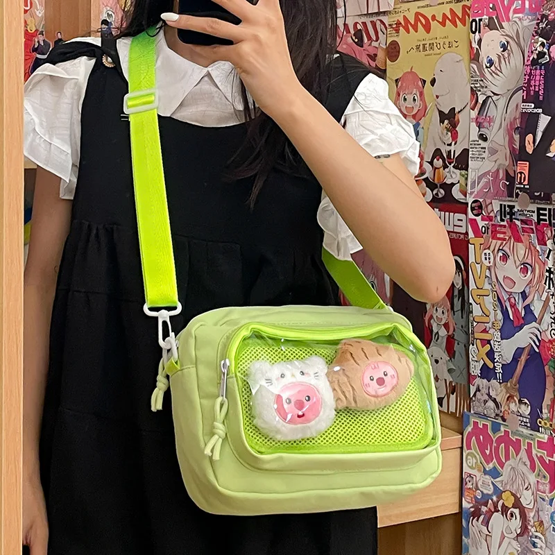 Ita Bag Japanese Teenage Girls Crossbody Bags Sweet Cute Transparent Canvas Shoulder Bag Autum All Match Simple Bolsa Сумка