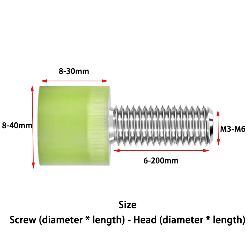

1Pc 304 Stainless Steel Polyurethane Coated Screw Buffer Anti-Collision Bolt Shock Absorption Screw with PU Head M3 M4 M5-M16