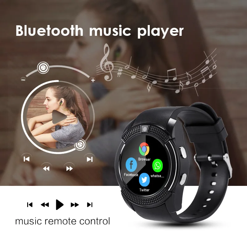 V8 Smart Watch With Camera Sim Card Slot for Android Ios Phones Information Reminder Watches Women Fashion Sport Smartwatch Men