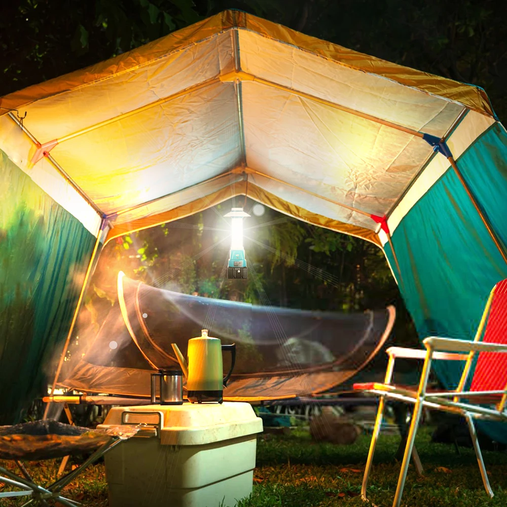 فانوس 800LM لبطارية ماكيتا LXT 14.4 فولت-18 فولت، ضوء تخييم محمول مع USB/Type-C، استخدام الطوارئ (البطارية غير متضمنة)