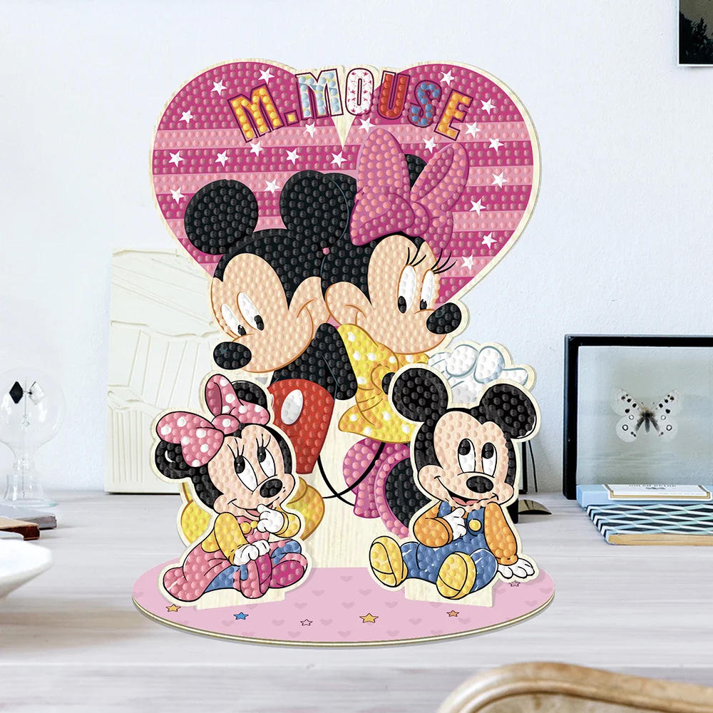 Disney DIY drewniany obraz diamentowy Myszka Miki dekoracja stołu mozaika Minnie ręcznie robiony prezent nowa kolekcja