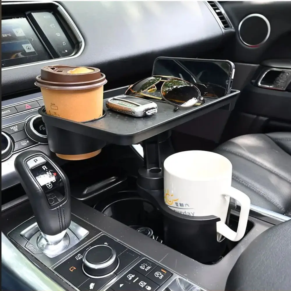 

with Dual Cup Holder Car Cup Holder Tray Universal Adjustable Car Expander Tray Detachable 360° Rotating Car Storage Tray