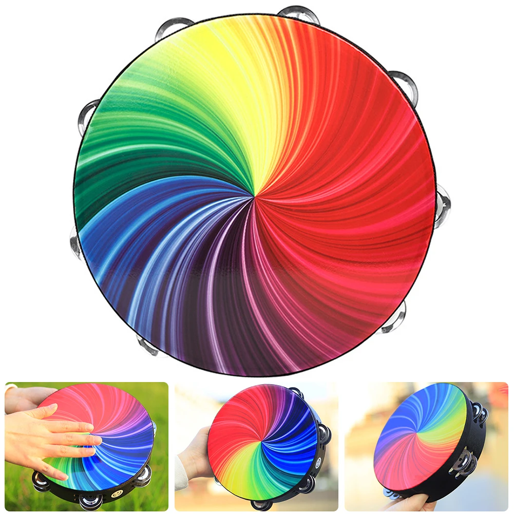 8/10 في الدف طبلة يدوية مع صف مزدوج الأناشيد طبل آلة موسيقية للأطفال البالغين حفلة الكنيسة KTV