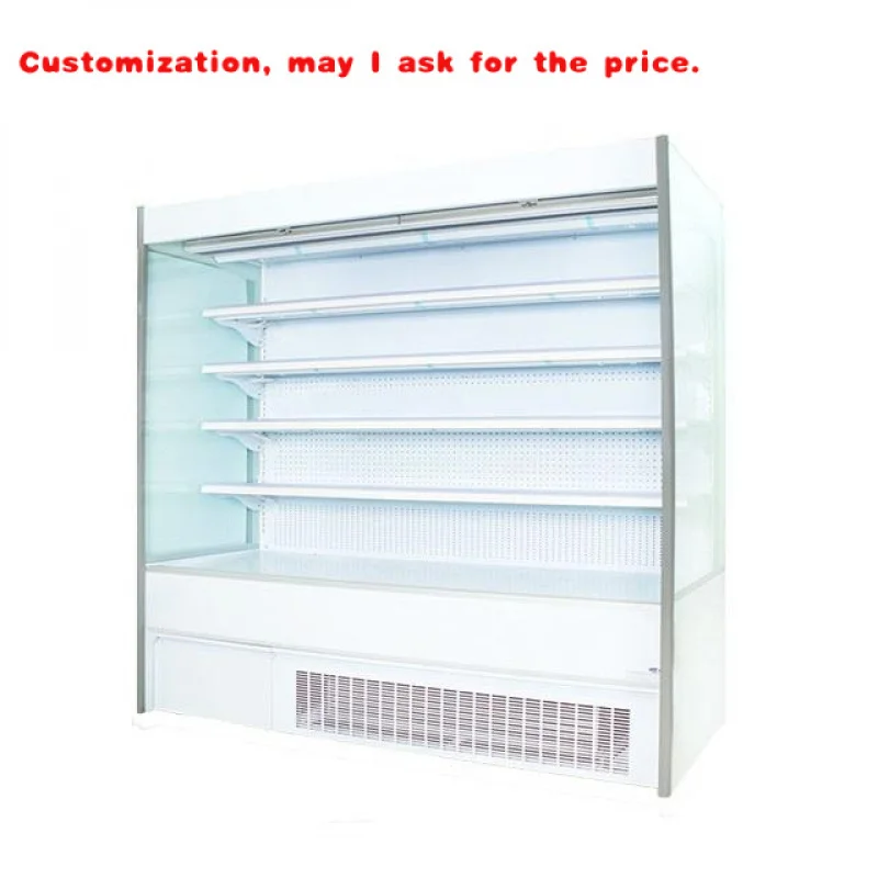 custom.Supermarket Convenience Stores Commercial Semi-high Fruit Vegetable Showcase Open Display Refrigerator