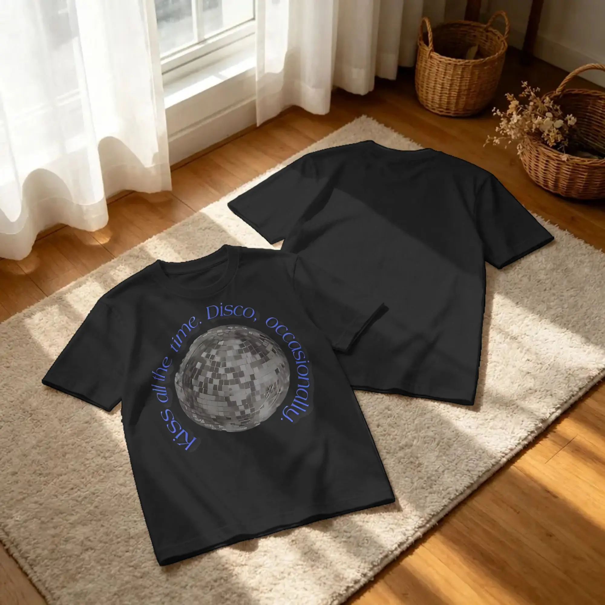 Kiss All The Time. Disco, Occasionally Men Women's T Shirts Harrys Music Styles  Funny Tees O Neck T-Shirts 100% Cotton Clothes