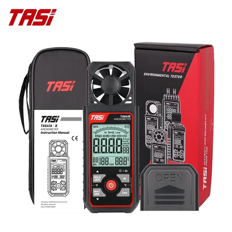

LED IndicatorTASI TA641B Handheld Digital Anemometer 0-30m/s Wind Speed Meter -10 ~ 50C Tester with LCD Backlight Display