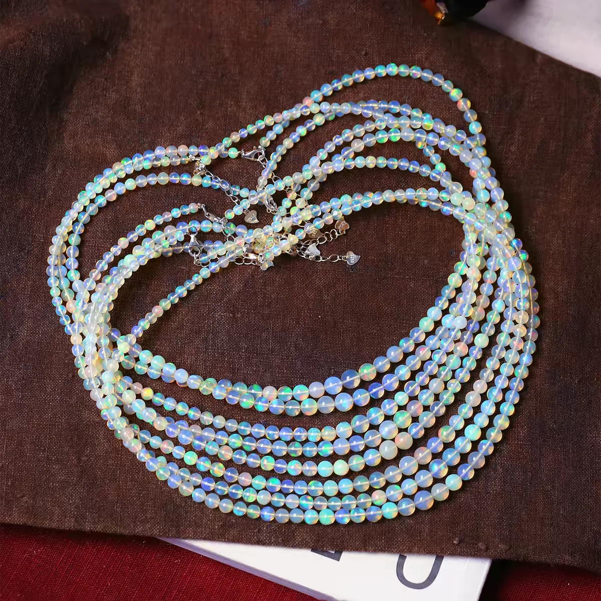 

Natural Colorful Opal Necklace 4-6.5mm Flash Clear Round Beads Pendant Women Man Colorful Opal Pendant Jewelry AAAAAA
