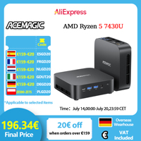 ACEMAGIC K1 Mini PC AMD Ryzen 5 7430U 16GB DDR4 512GB M.2 SSD Windows 11 Pro Mini Computer WiFi 6 BT 5.2 4K Triple Display