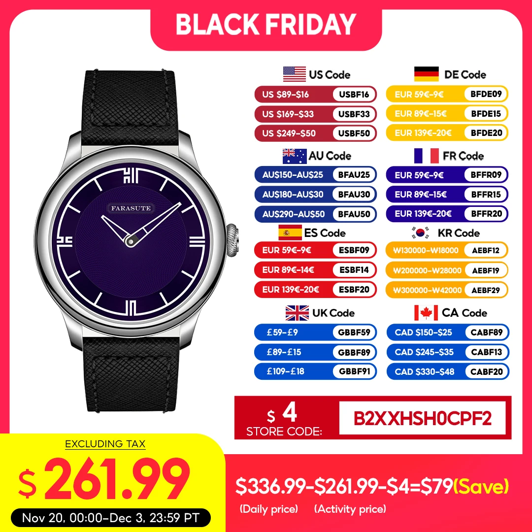 FARASUTE New Power Reserve 80 hours Manual Mechanical Watch For Men Swiss Super Luminous Sapphire 5Bar Waterproof Wristwatches