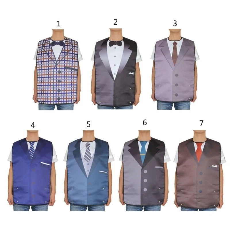 

J15U Large Adult Elders Dining Mealtime Bib Cloth Clothing Protector Disability Aid Apron Waterproof Washable Reusable