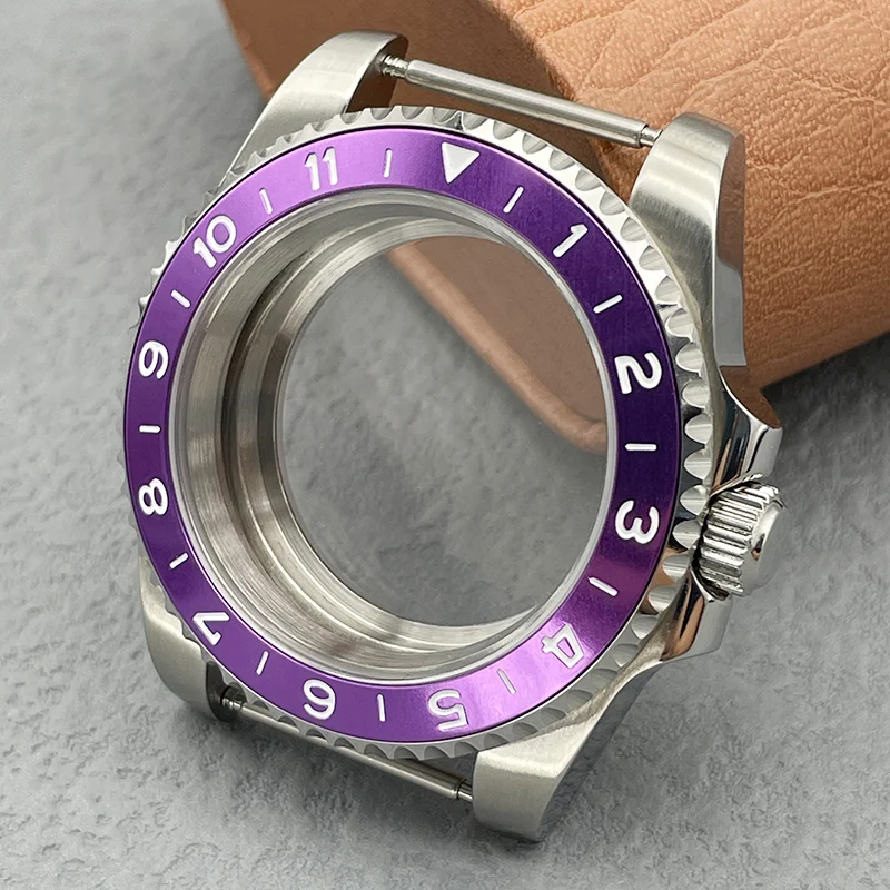Caja de reloj para hombre, 40 mm, color plateado, con cristal de zafiro, compatible con la corona a las 3.0, para movimientos SUB NH35, NH36, 7S26 y 4R. Caja impermeable, esfera de 28,5 mm.