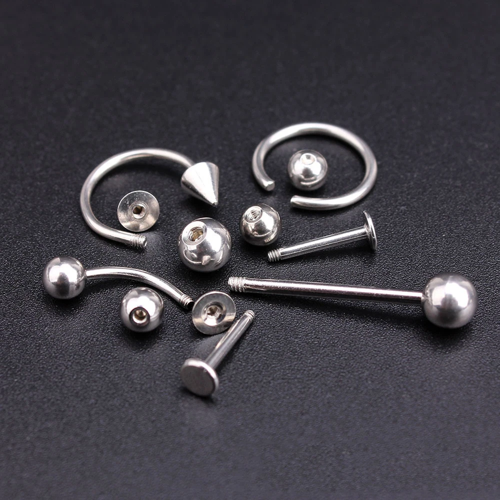 10pcs/lot Metal Curve Nail Charms Piercing Design Ring Jewelry Hand Drill Punk Style Nails Art Decoration