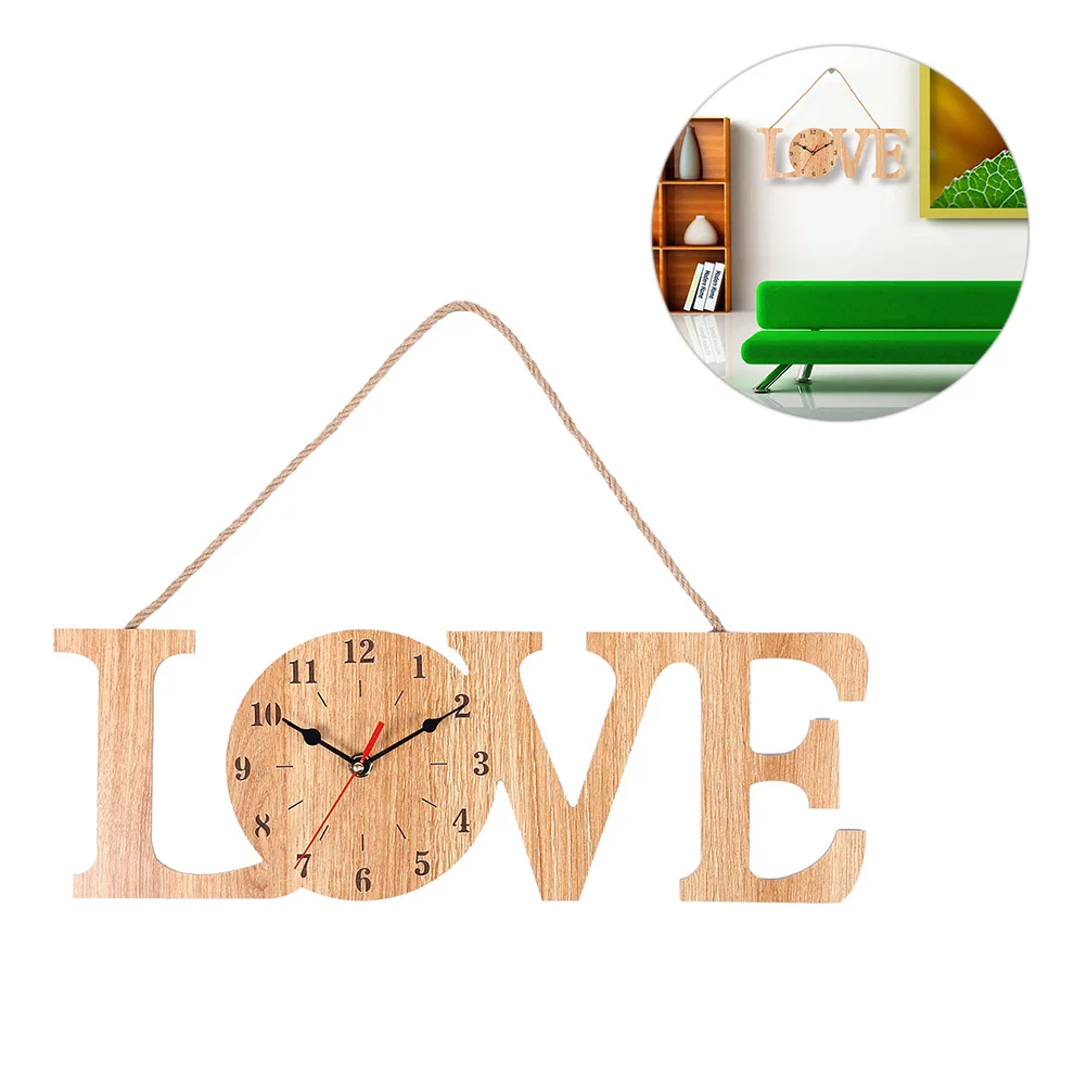 

Rustic Hemp Wooden Wall Clock Silent Decor Living Bedroom Kitchen Office Dining Kids Gift