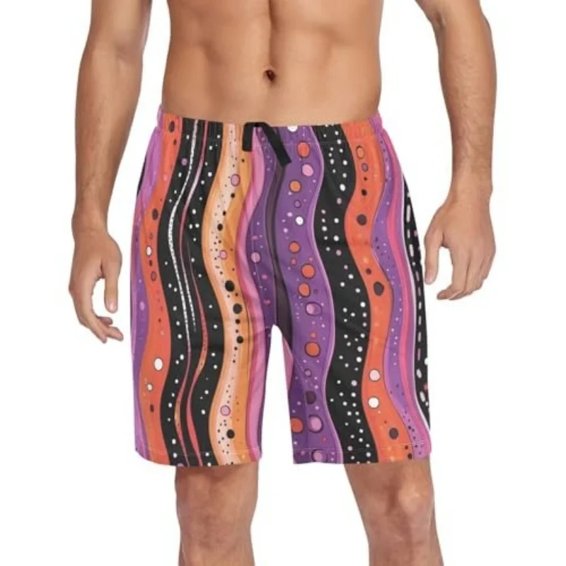 Pantalones cortos con cordón y estampado colorido Vintage para hombre, pantalón corto ancho informal con cintura elástica, pantalones cortos deportivos para vacaciones y playa 2026