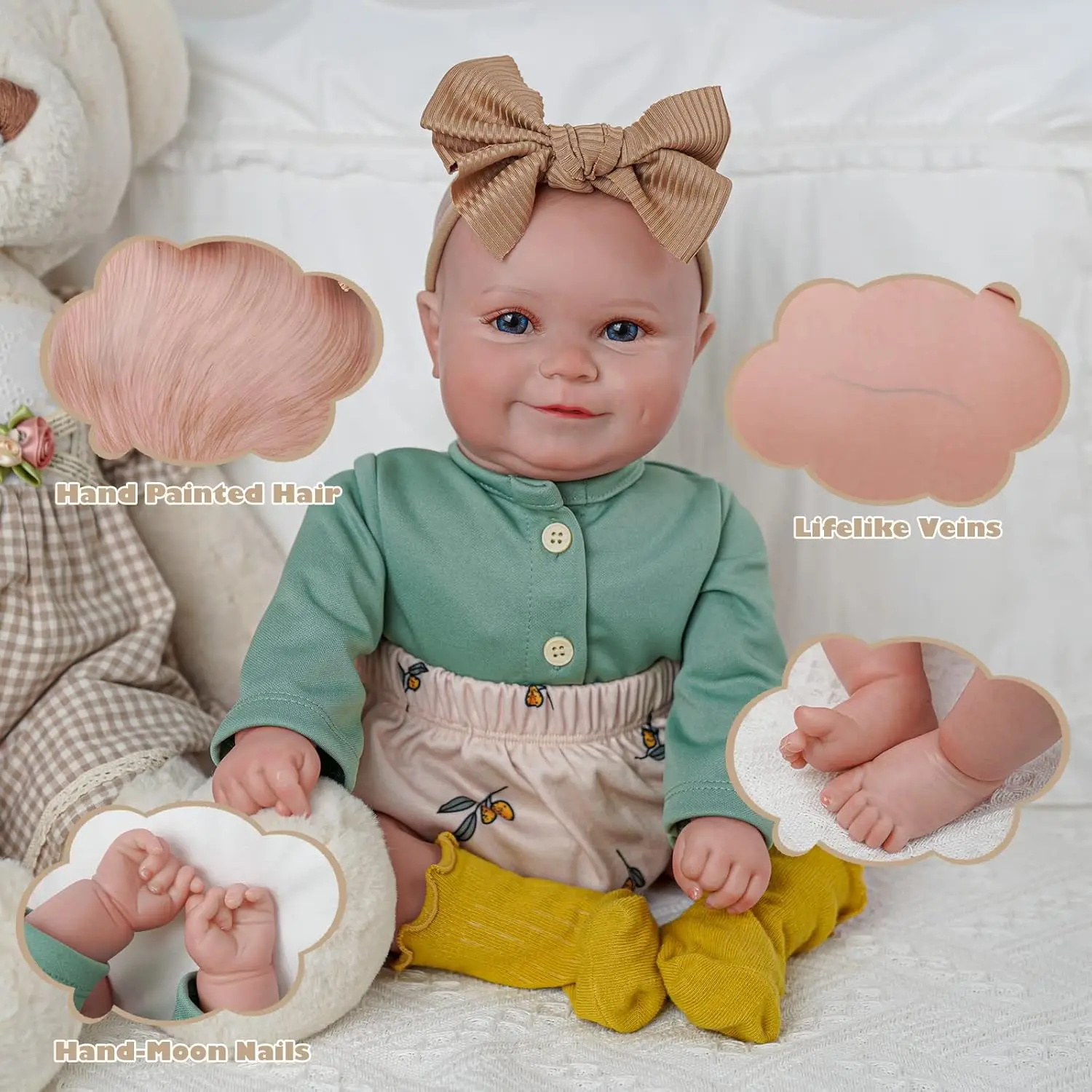 BABESIDE Reborn Baby Dolls, 20Inch Cute Soft Vinyl Realistic-Newborn Baby Dolls Poseable Real Life Lifelike Baby Dolls w/Doll Ac