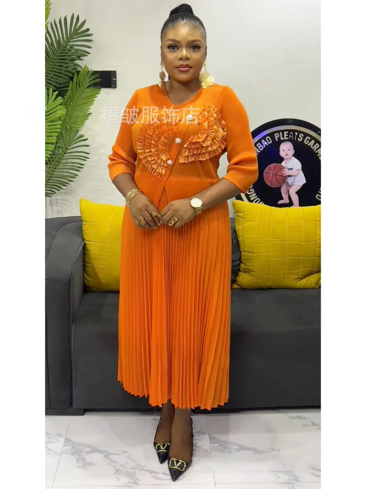 Anlan 2025 verão novo vestido plissado a linha elegante com decote em v sólido estilo de moda cintura cinching emagrecimento feminino saia dobrável 2an8791