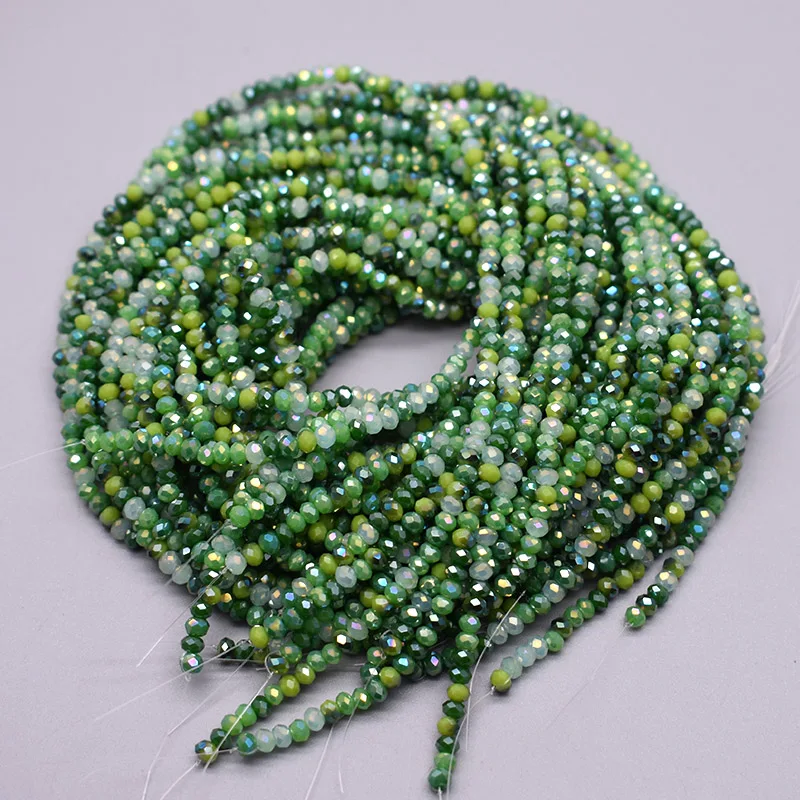 Green Color 2mm Rondelle Faceted Crystal Glass Beads Loose Spacer Beads for Jewelry Making DIY Necklace Bracelet