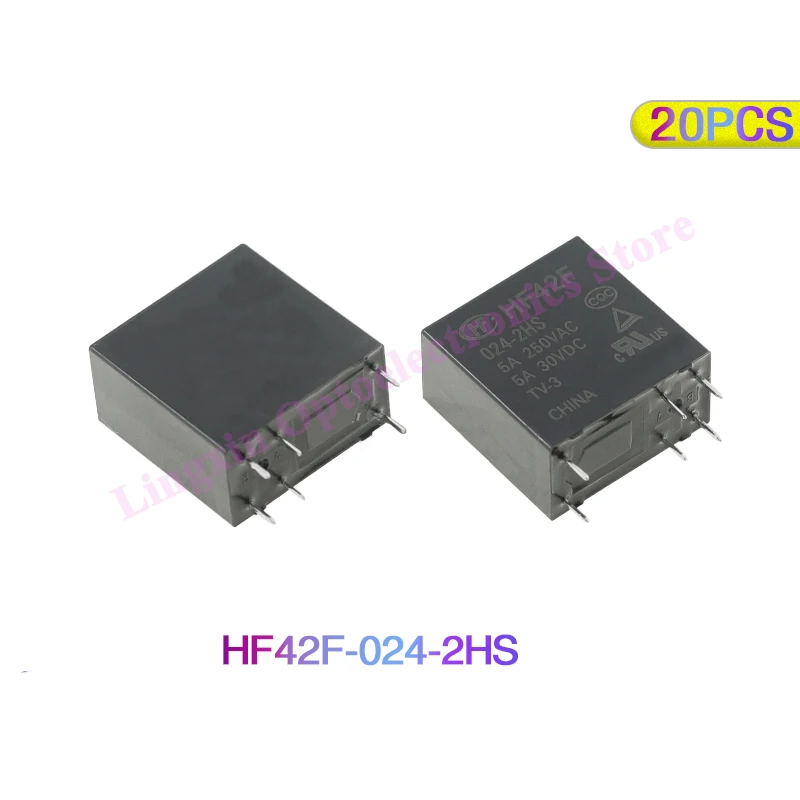 Free shipping 20Pcs HF42F -005 012 024 -2HS 5A 6Pin 250VAC relay 5V 12V 24VDC FTR-F4AK024T F4AK024T  HF42F-012-2HS Original new