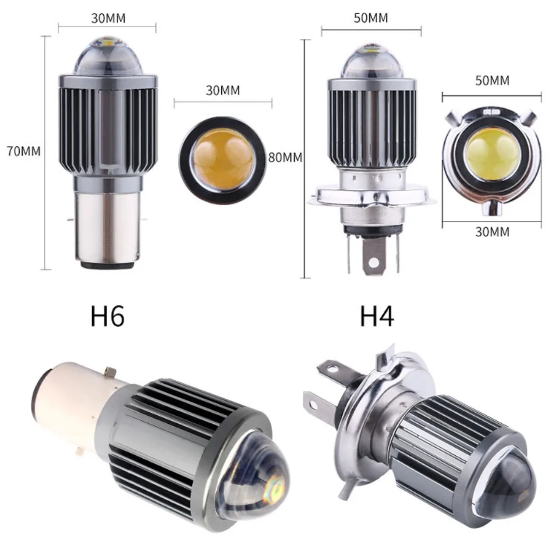 1pcs H4 BA20D Motorcycle Headlight Moto Led Bulbs CSP Chip Hi Lo Lens H4 Lamp Fog Lights Scooter Moto Accessories Headlamp 12V image 4