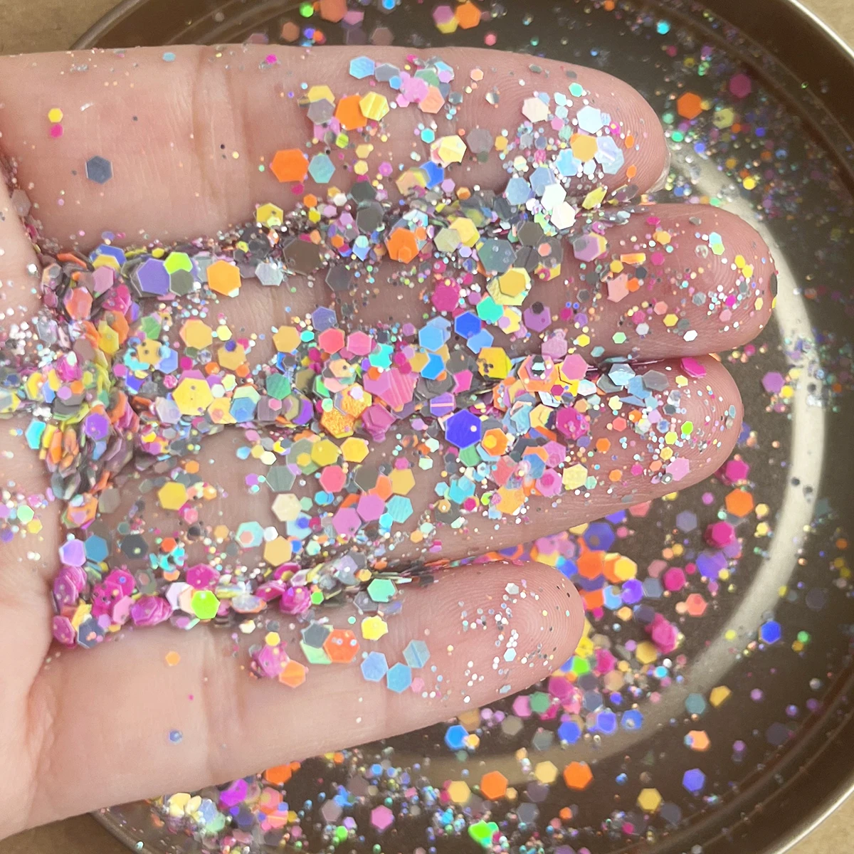 50g/bag Chunky Hexagon Glitter Multicolor Rainbow Mix Colors Cosmetic Craft Flakes Sequins for Epoxy Resin Nail Hair Art