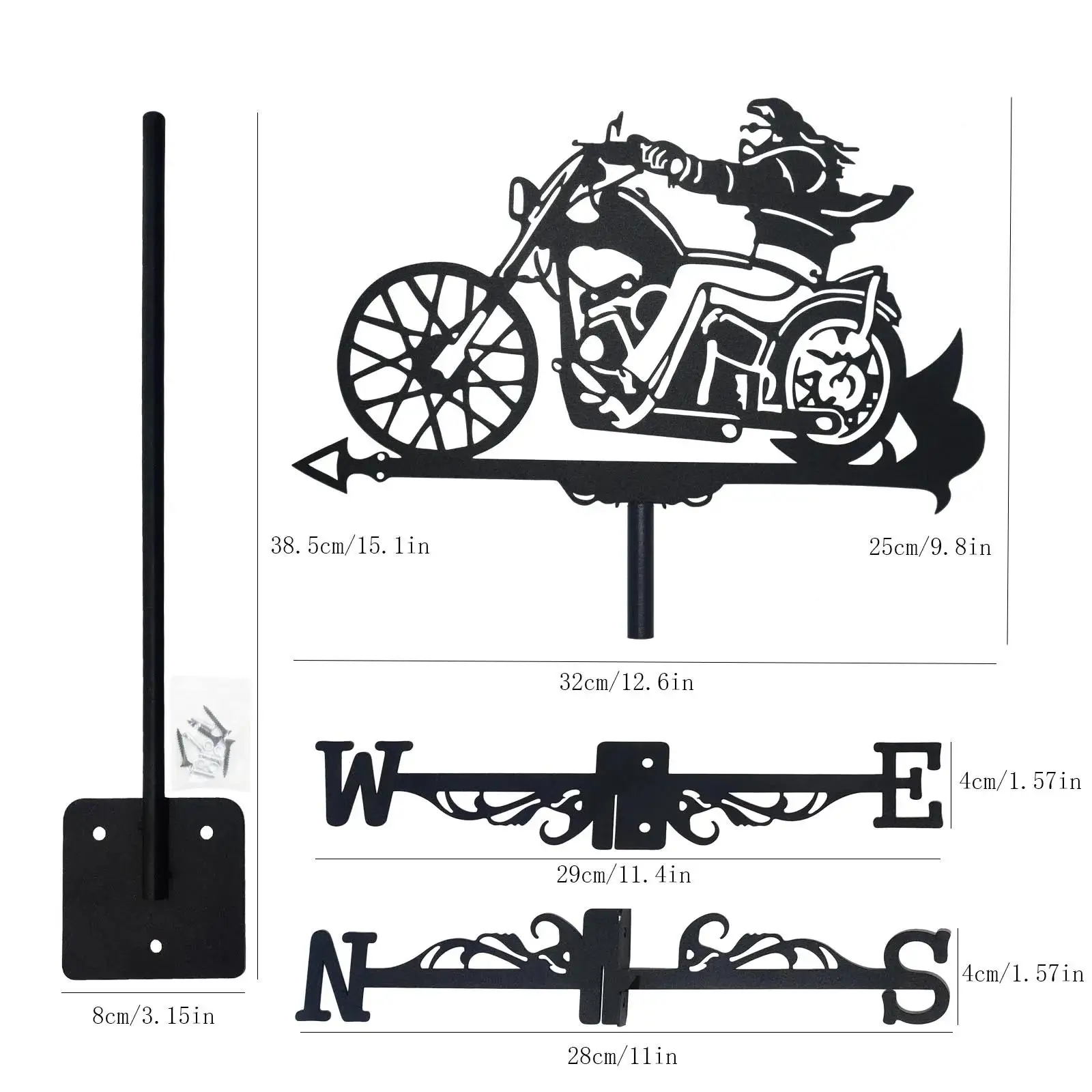 دراجة نارية Weathervane صورة ظلية الفن الأسود المعادن دراجة نارية الرياح ريشة في الهواء الطلق زينة حديقة لبناء ساحة السقف