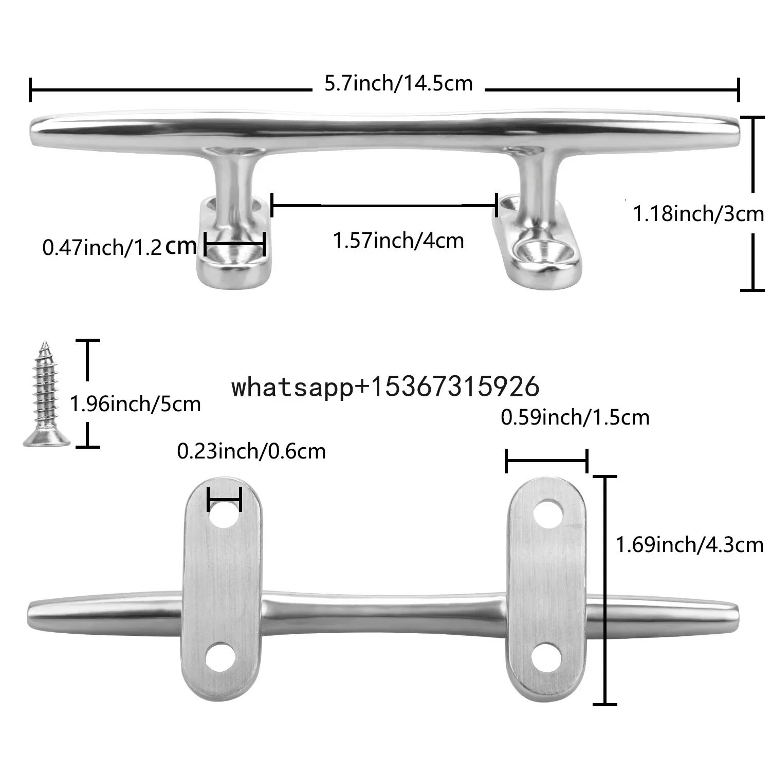 Boat Dock Cleat 6 Inch Boat Cleat Open Base, Marine Heavy Duty 316 Stainless Steel with 16 Pcs Screws(4 Packs)