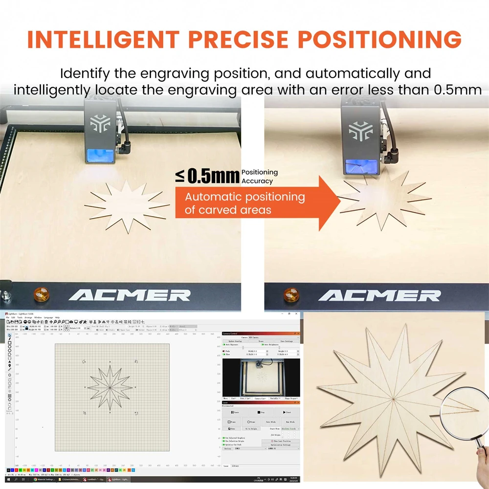 Macchina per incisione laser con fotocamera ACMER A500 Lightbrun per ACMER XTOOL SCULPFUN Atomstack Ortur IKIER CREALITY DUE TREES COMGROW