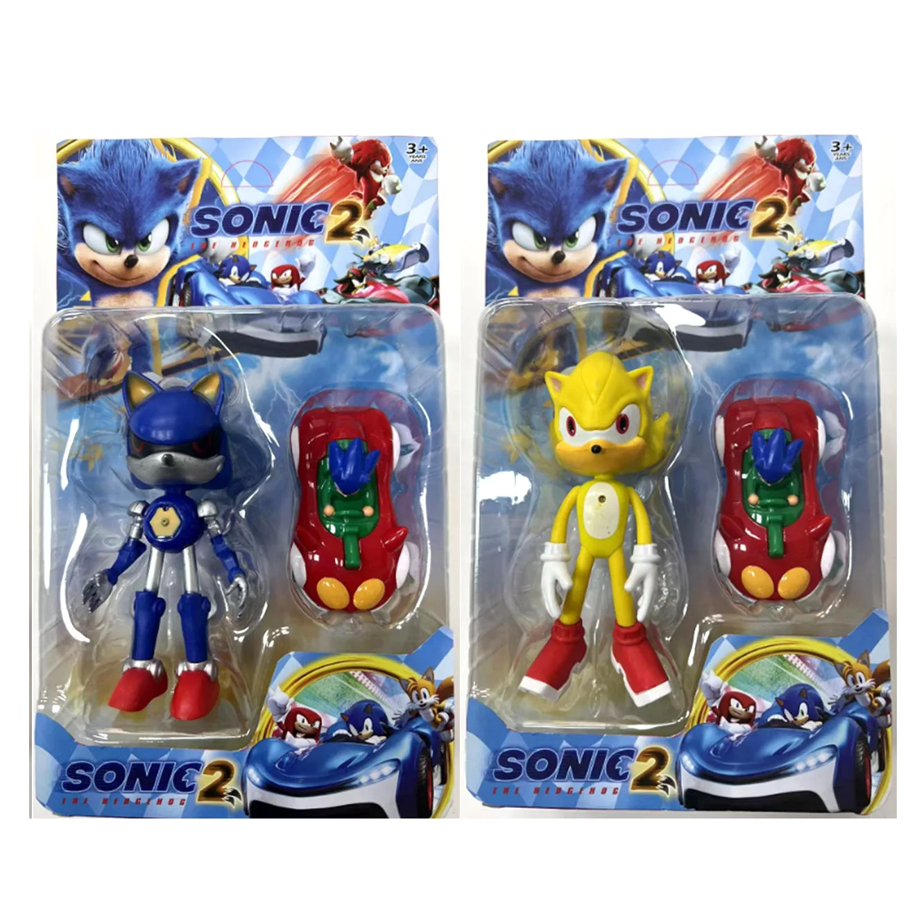 Sonic illuminato da 6,5 pollici con set di auto Pullback da 4 pollici Statua in PVC Action Figurine da scrivania Modello Anime Giocattoli Figure Regalo 1 PZ Casuale