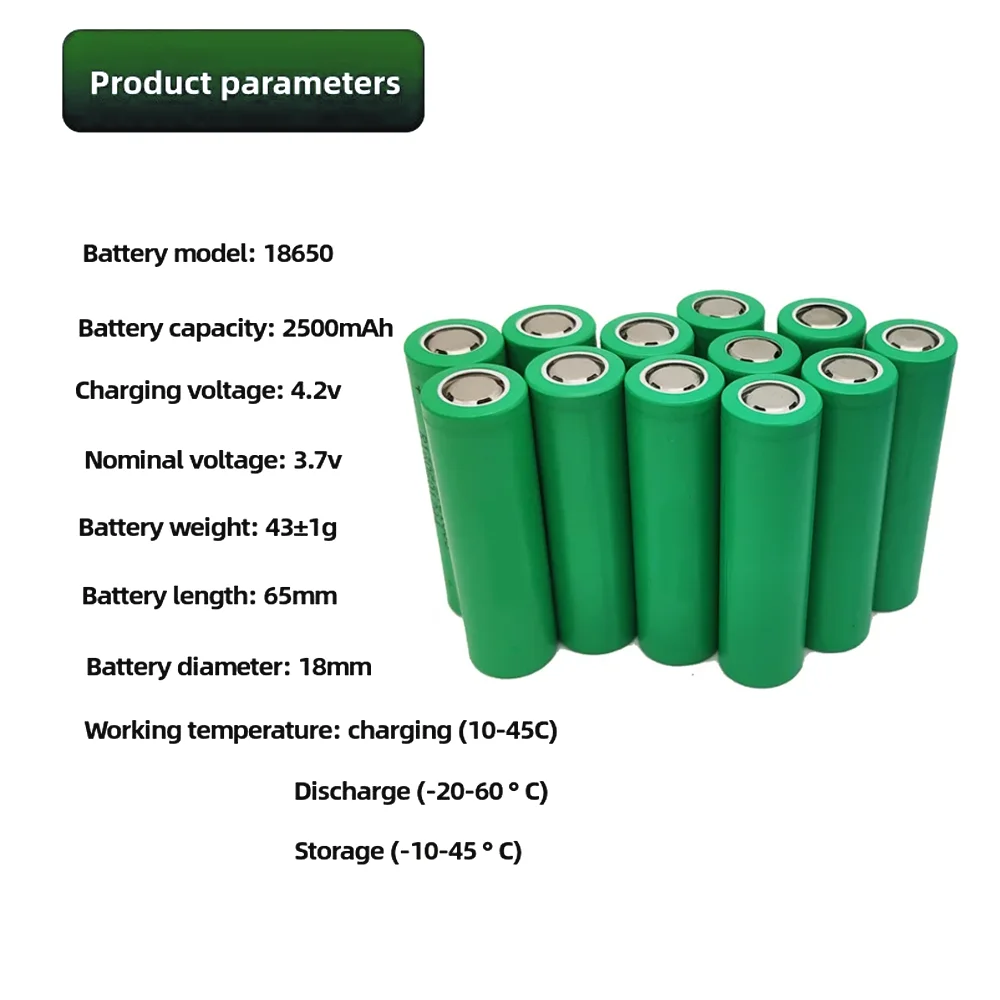 100% Original INR18650 25R 1865 2500Mah 3,7 V 18650 Batterij Lithium-Oplaadbare Batterijen Hoge Stroom Ontlading 20A Power Cell