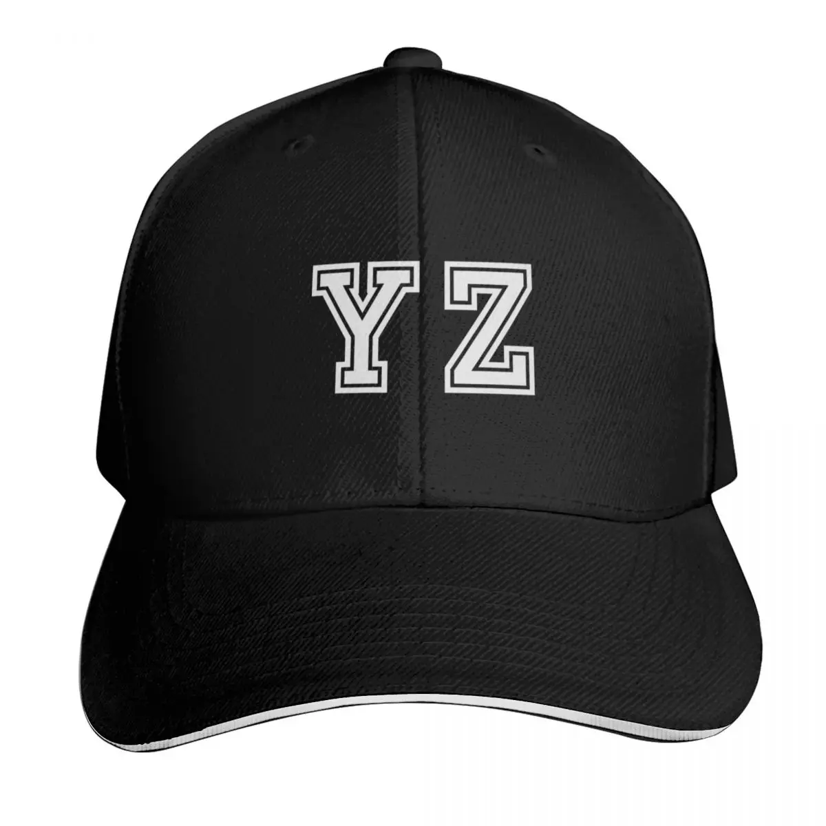 Y.Z. Varsity Initials Varsity Letters Black And White Personalised Gift Baseball Cap Men Women Casual Summer Sport Sun Cap