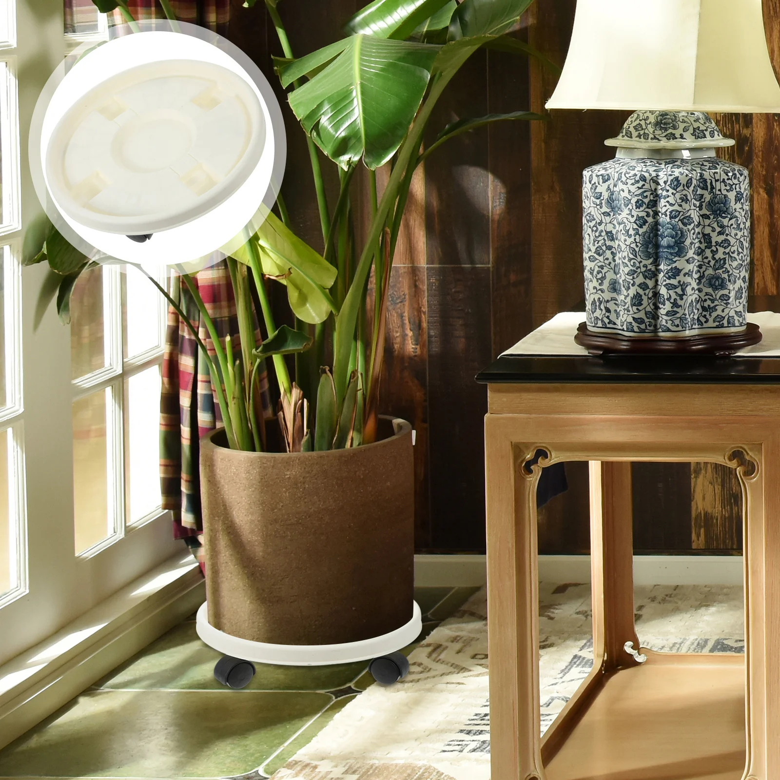 

Universal Wheel Flowerpot Base Tray with Smooth Rolling Movable Design for Heavy Plants Bonsai Trees Large Pots Plant Pot Holder