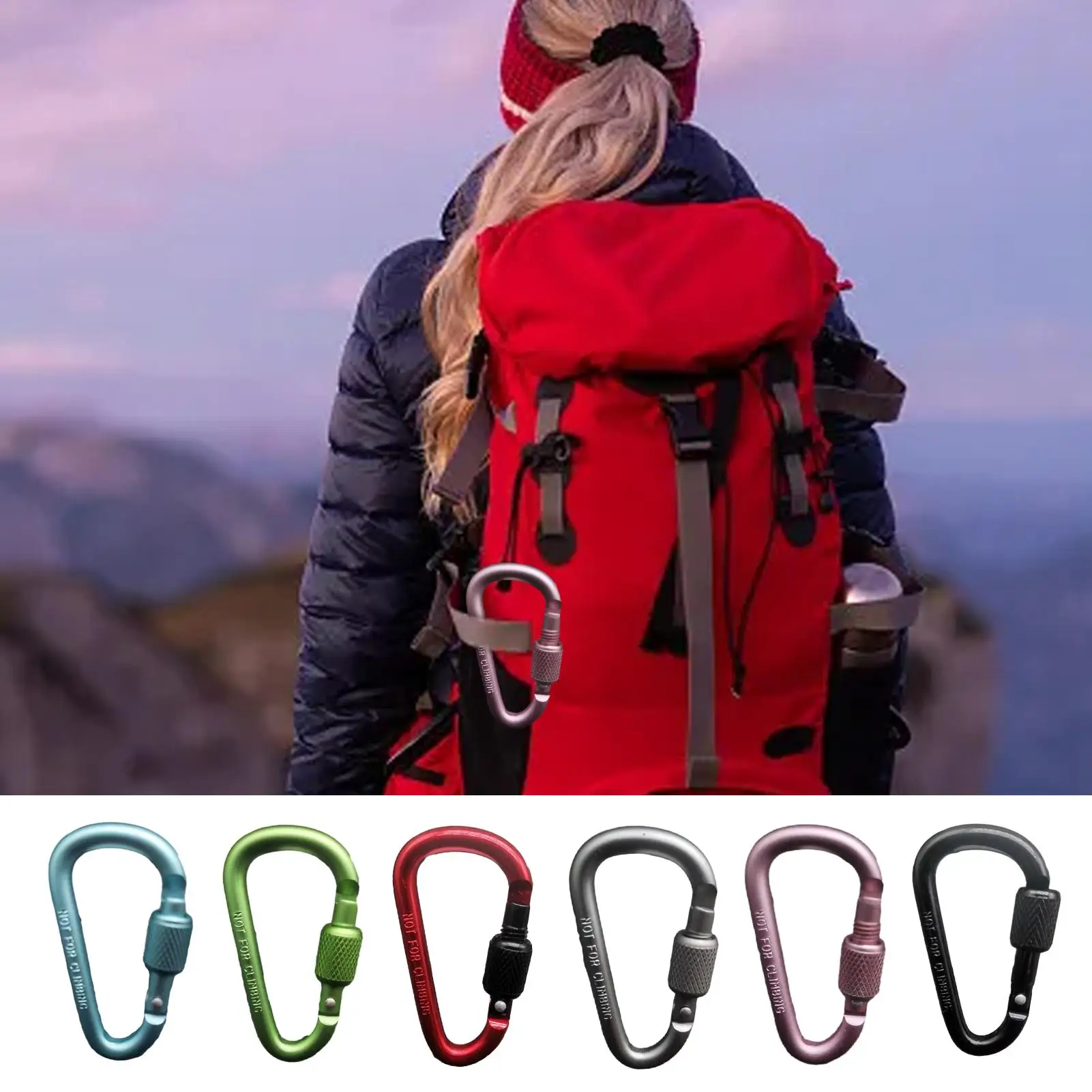 D shape Aluminum Alloy Carabiner Safety Buckle Keychain With Lock Climbing Button D Shape Carabiner Camping Hiking Hook
