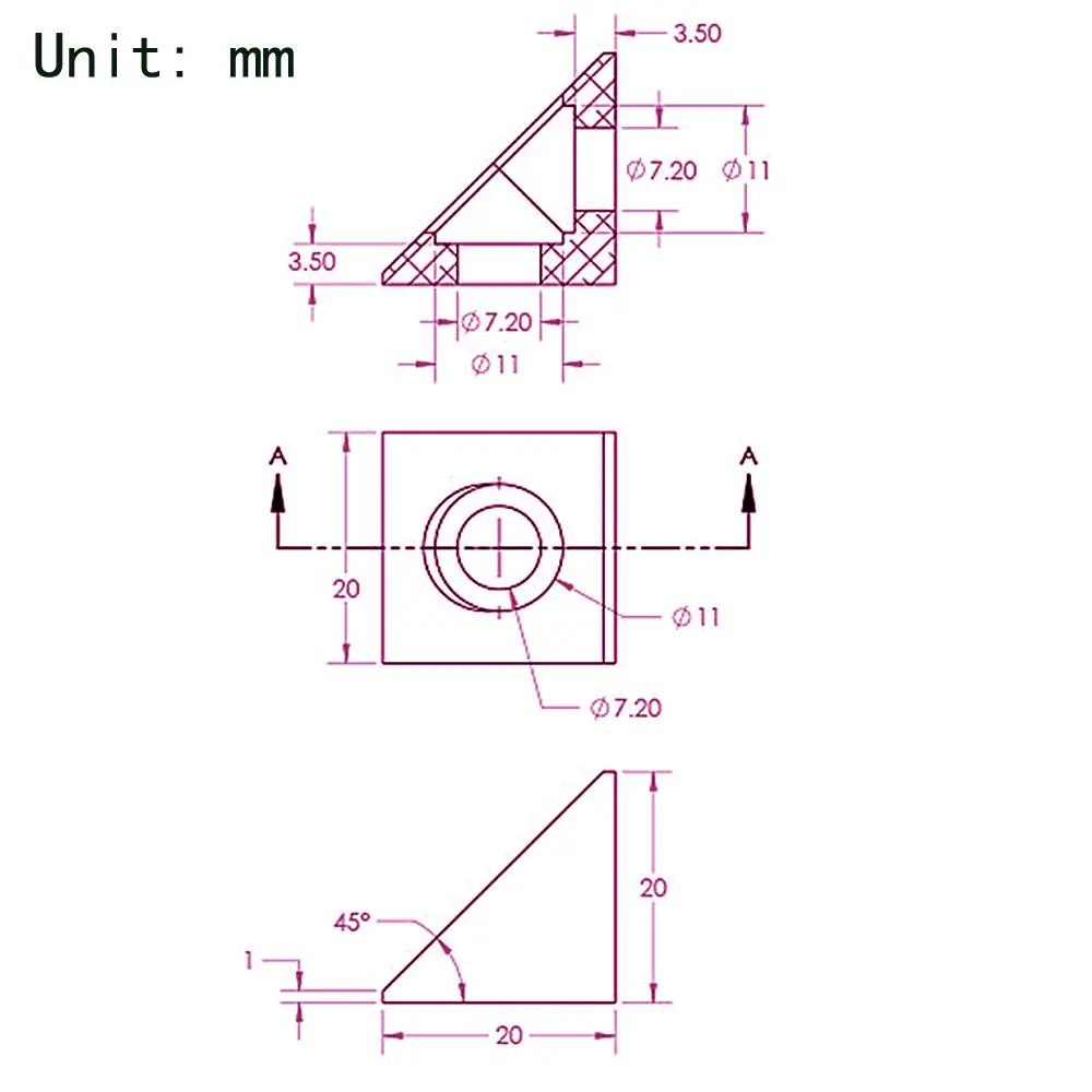 8 teile/paket 2020 Aluminium Block Cube Prisma Stecker Rad Regler Ecke für 6mm Slot Aluminium Extrusion Profil 2020 Serie – Detail 19