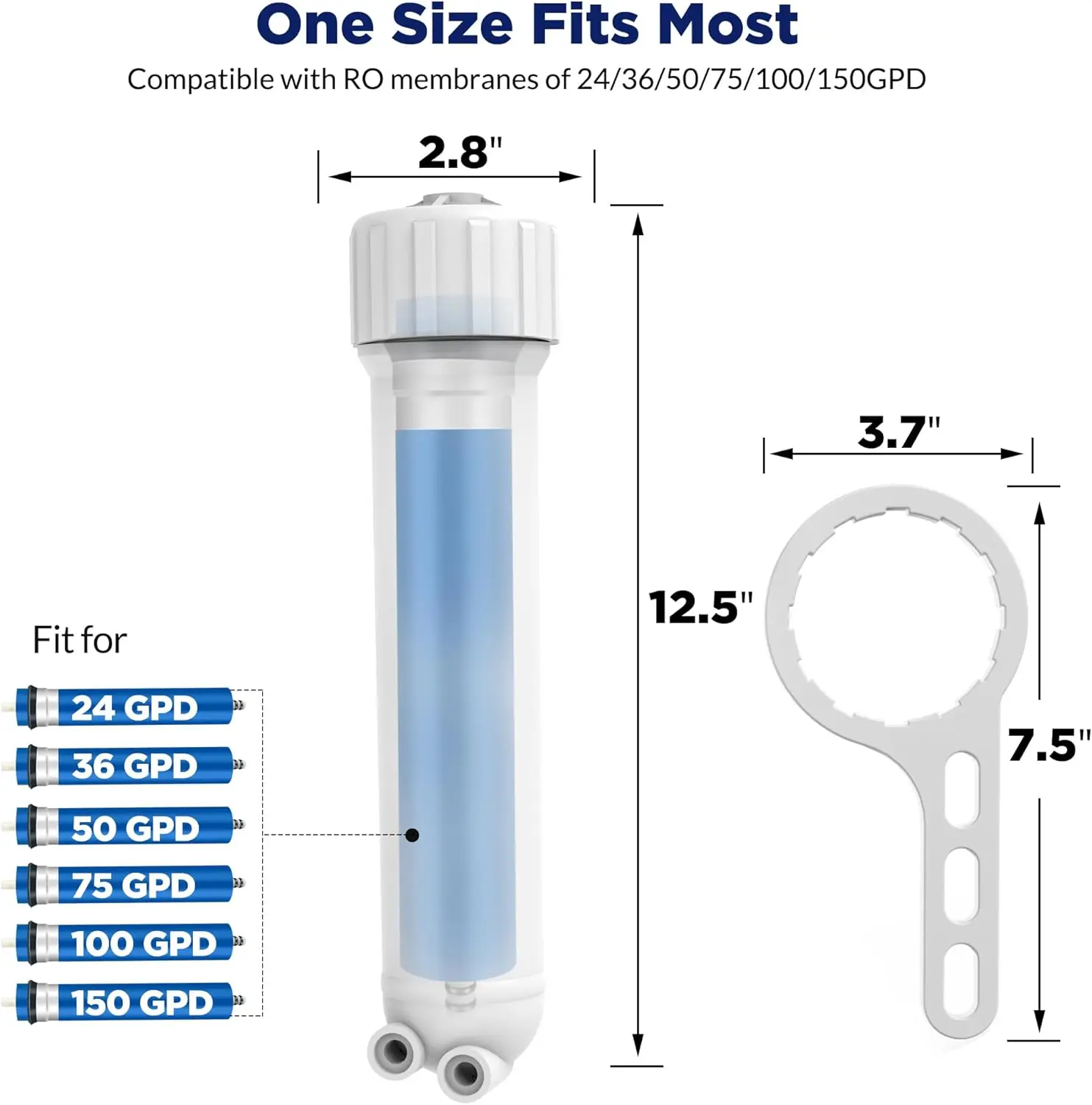 24-150 GPD RO Membrane Filter Housing Quick Connect Shell for Reverse Osmosis Water Purifier System Replacement