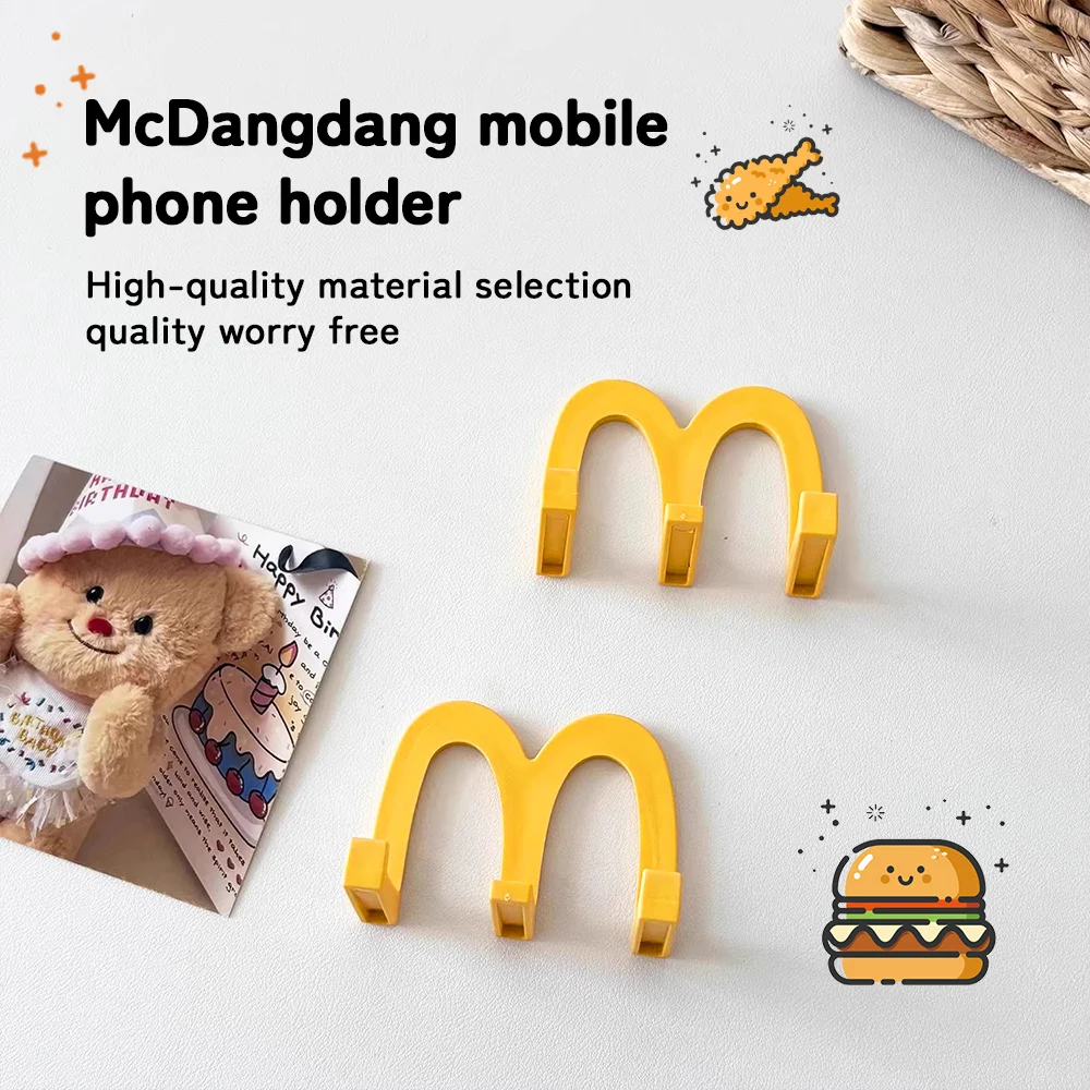 2Pcs Yellow "M" Phone Stand Desktop Ornament Office Watching TV Movies Holder Home Decor for iPhone Samsung - view 4
