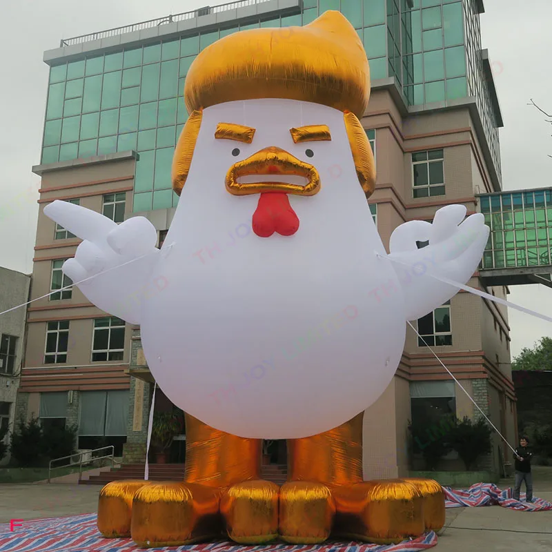 Fast Air Shipping Giant Inflatable Rooster Outdoor Park Decoration 10m 33ft Tall Inflatable Trump-like Chicken With Blond Hair