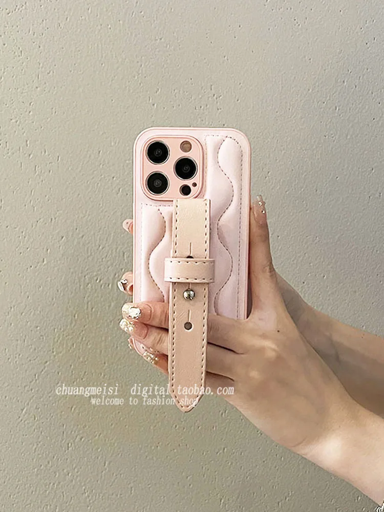 

Розовый ремешок на запястье для девочек, чехол для телефона Apple 14, защитный чехол для iPhone 14 pro, 13 pro max, устойчивый к падению, 12, простой, 11 x x s